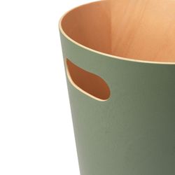 Green and natural beech bin, Ø 23 x 28 cm | Woodrow
