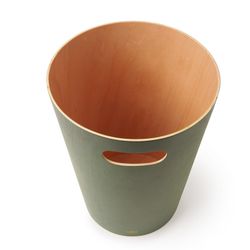 Green and natural beech bin, Ø 23 x 28 cm | Woodrow