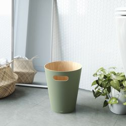 Green and natural beech bin, Ø 23 x 28 cm | Woodrow