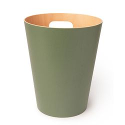 Green and natural beech bin, Ø 23 x 28 cm | Woodrow