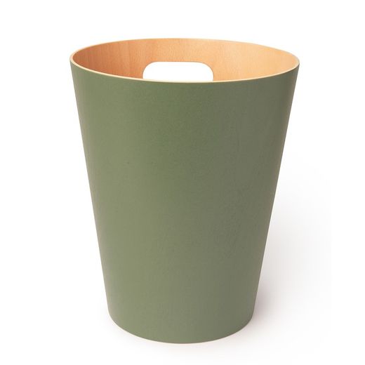 Green and natural beech bin, Ø 23 x 28 cm | Woodrow