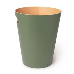 Green and natural beech bin, Ø 23 x 28 cm | Woodrow
