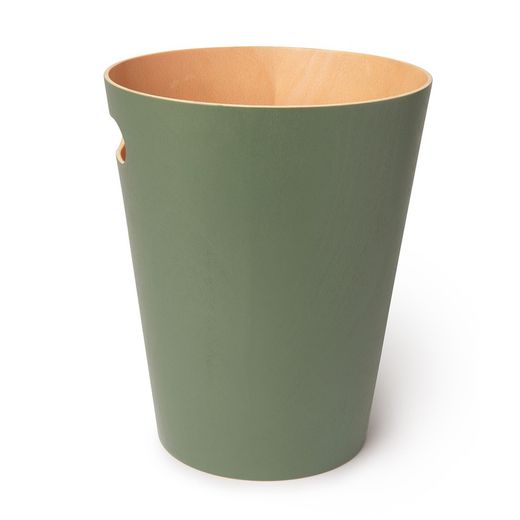 Green and natural beech bin, Ø 23 x 28 cm | Woodrow