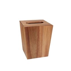 Papelera de madera de acacia en natural, 13,5 x 13,5 x 16 cm | Acacia