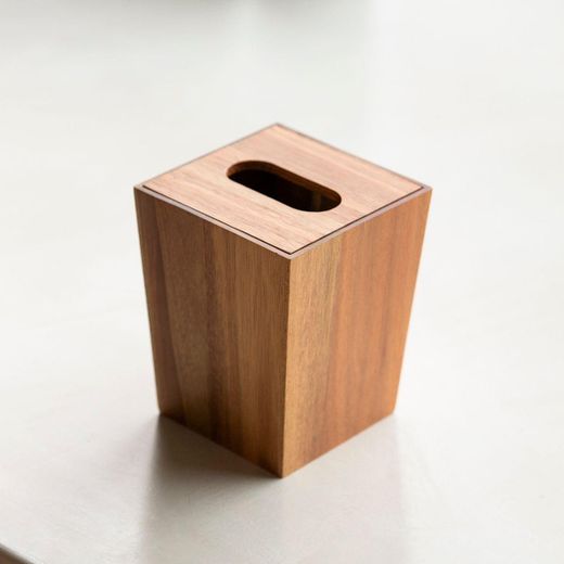 Papelera de madera de acacia en natural, 13,5 x 13,5 x 16 cm | Acacia