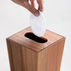 Papelera de madera de acacia en natural, 13,5 x 13,5 x 16 cm | Acacia