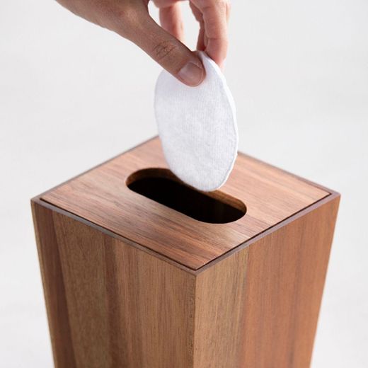 Papelera de madera de acacia en natural, 13,5 x 13,5 x 16 cm | Acacia