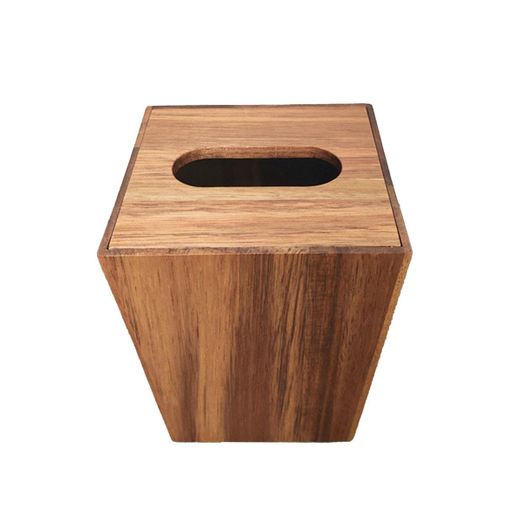 Papelera de madera de acacia en natural, 13,5 x 13,5 x 16 cm | Acacia