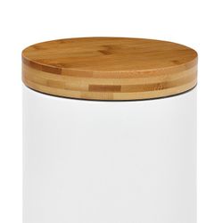 White/natural bamboo and metal waste bin, Ø17 x 26 cm