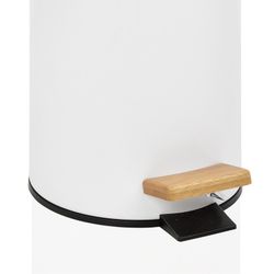 White/natural bamboo and metal waste bin, Ø17 x 26 cm