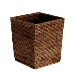Papelera de ratán en marrón oscuro, 25 x 25 x 30 cm | Ratán
