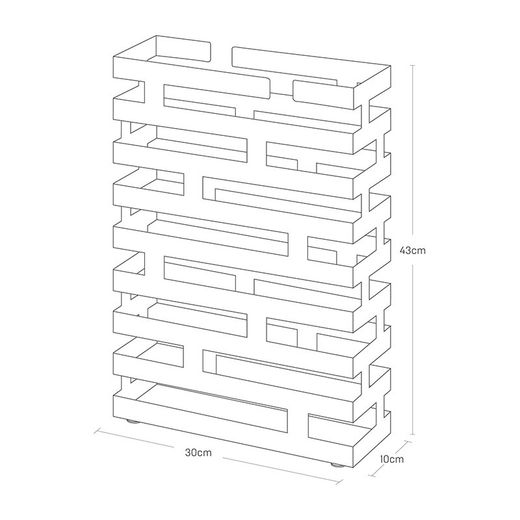 Steel umbrella stand in white, 30 x 10 x 43 cm | Brick