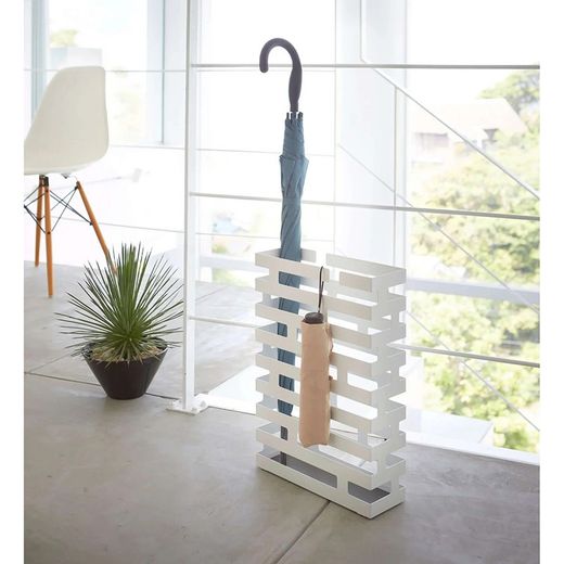 Steel umbrella stand in white, 30 x 10 x 43 cm | Brick