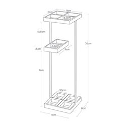 Paraplystativ i vitt stål, 36 x 11 x 11 cm | Torn