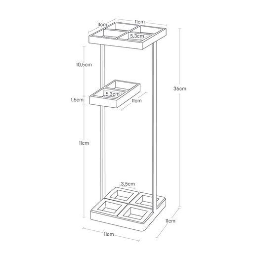 Paraplystativ i vitt stål, 36 x 11 x 11 cm | Torn