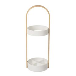 White and natural resin umbrella stand, 22 x 24 x 68 cm | Bellwood
