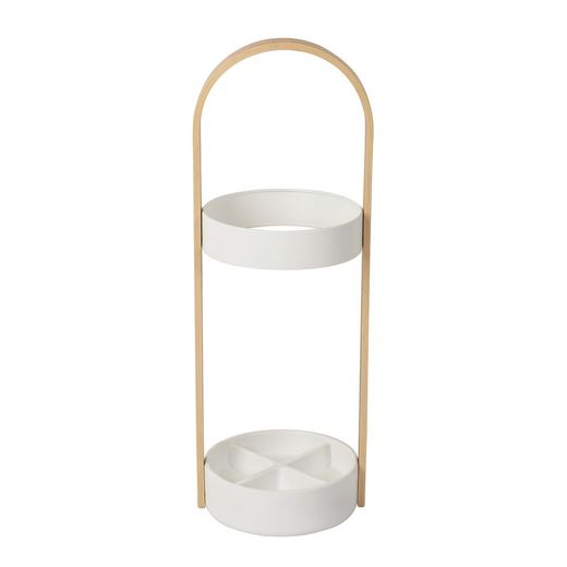 White and natural resin umbrella stand, 22 x 24 x 68 cm | Bellwood