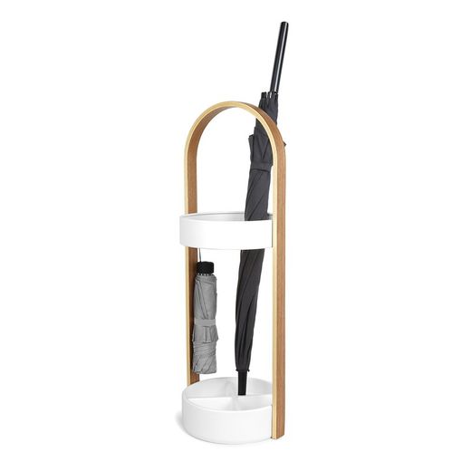 White and natural resin umbrella stand, 22 x 24 x 68 cm | Bellwood