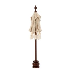 Parasol with Base, Tassels and Wood and Cotton Shells S Brown/Beige, Ø57x51cm