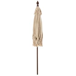 Ombrellone con Nappe e Conchiglie in Legno e Cotone L Marrone/Beige, Ø188x250cm