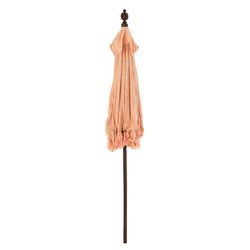Parasol with Tassels and Wood and Cotton Shells L Brown/Orange, Ø188x250cm