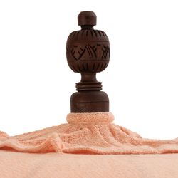 Parasol with Tassels and Wood and Cotton Shells L Brown/Orange, Ø188x250cm