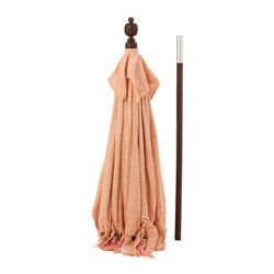 Parasol with Tassels and Wood and Cotton Shells L Brown/Orange, Ø188x250cm