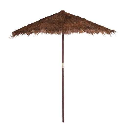 Sombrilla L de Madera y Hoja Artificial de Cocotero Marrón, Ø250x255 cm