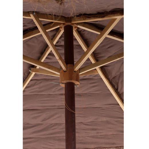 Sonnenschirm aus Holz und Kokosblatt S Braun, Ø150x270cm