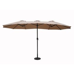 Guarda-sol de jardim em aço duplo 460x270x280 cm Antracite e castanho claro