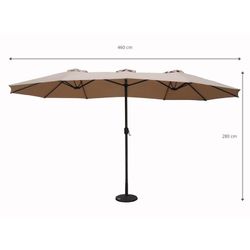 Guarda-sol de jardim em aço duplo 460x270x280 cm Antracite e castanho claro