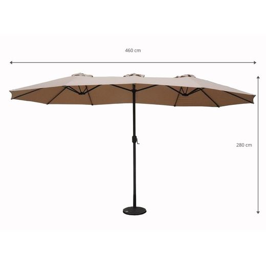 Guarda-sol de jardim em aço duplo 460x270x280 cm Antracite e castanho claro