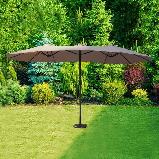 Guarda-sol de jardim em aço duplo 460x270x280 cm Antracite e castanho claro