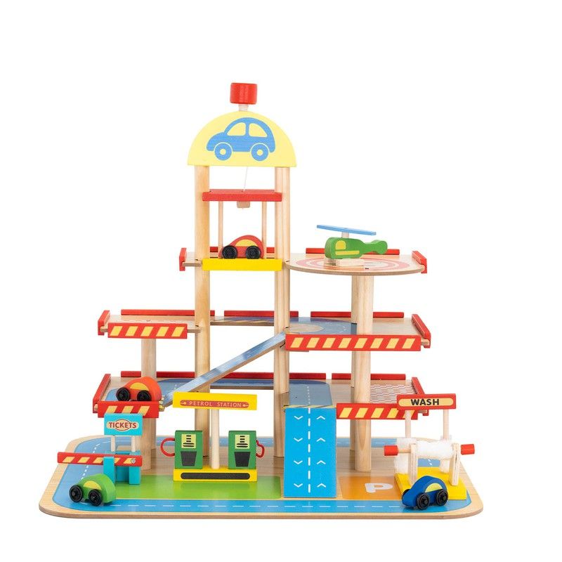 Lisciani – Garage Montessori Pour Voitures – Jeu D'Imagination En Bois Avec Toboggan 3D Et Piste De Course – Dès 1 An