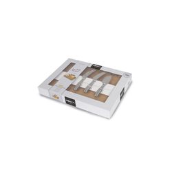 PARTY-Table of cheeses and knives wood and natural steel and silver, 34,2x25x3,7 cm