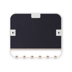 Coat rack with mirror mirror and beech in natural and white, 46 x 10 x 41 cm | Estimate