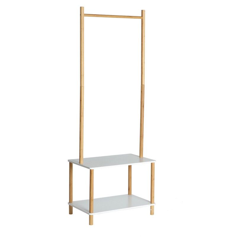 Bambus Garderobenstnder Lesja Wei / Holz, 60x40x164cm