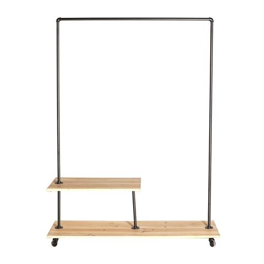Perchero de Hierro y Abeto Gayles Negro/Madera, 130x40x171cm