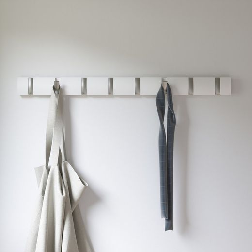 Witte wandkapstok, 81x3x6 cm, 8 haken