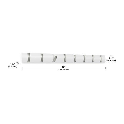 Witte wandkapstok, 81x3x6 cm, 8 haken