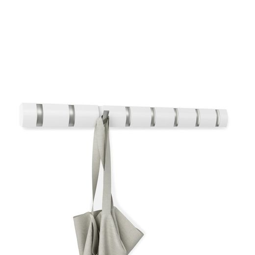 Witte wandkapstok, 81x3x6 cm, 8 haken