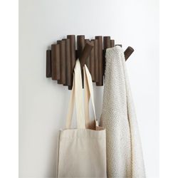 Piket houten wandkapstok 38x4x17 cm, 5 haken