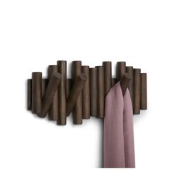 Piket houten wandkapstok 38x4x17 cm, 5 haken