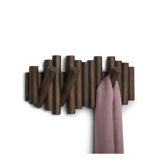 Piket houten wandkapstok 38x4x17 cm, 5 haken
