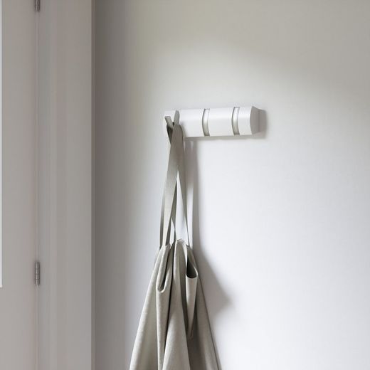 Pack of 2 white Flyp Hook wall-mounted coat racks