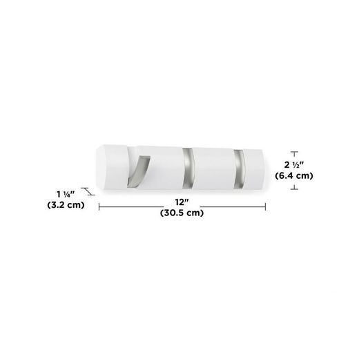 Pack of 2 white Flyp Hook wall-mounted coat racks