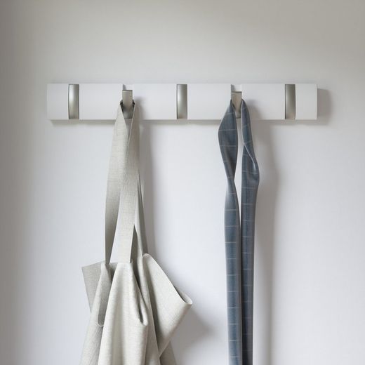 Pack of 2 white Flyp Hook wall-mounted coat racks