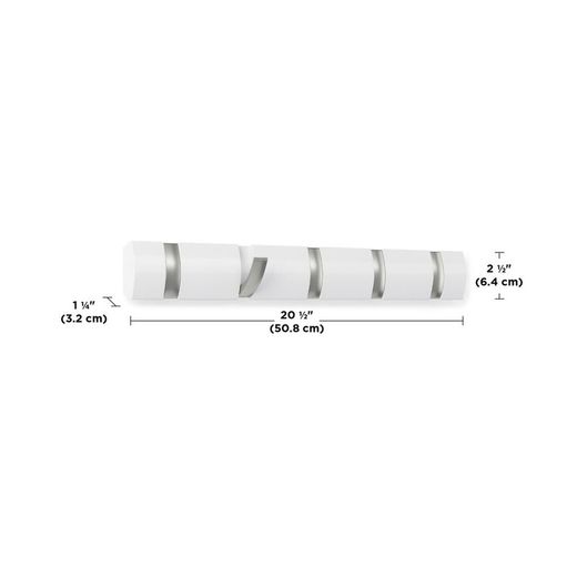 Pack of 2 white Flyp Hook wall-mounted coat racks