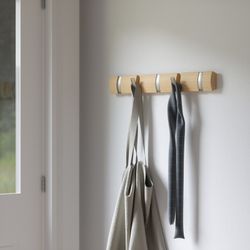 Portemanteau mural Flip Natural 5 crochets, 51 x 3 x 6,5 cm