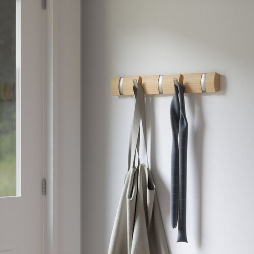 Portemanteau mural Flip Natural 5 crochets, 51 x 3 x 6,5 cm